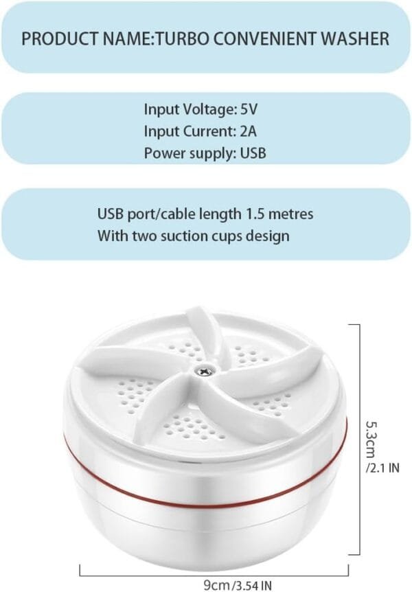 Portable Mini Turbo Washer, Portable washer machine, Mini washing machine portable washer for Underwear, Baby Clothes, or Small Items, for Apartments, Camping, Travel - Image 10