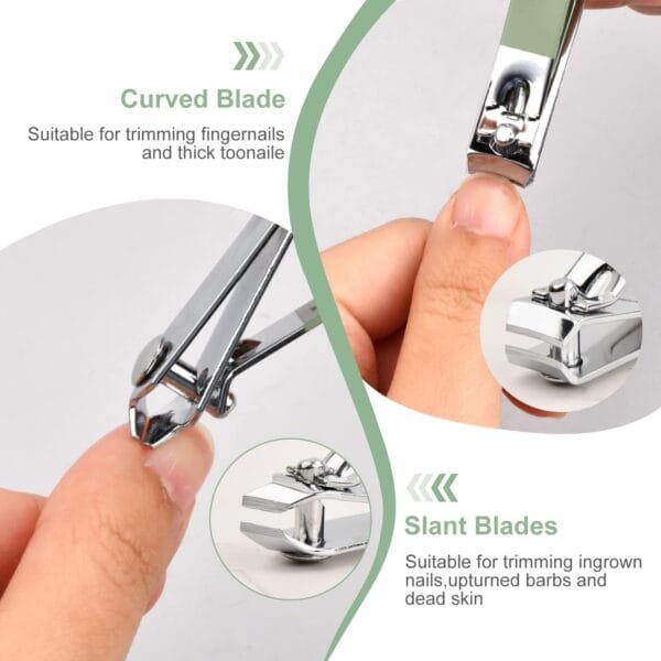 Manicure Pedicure Tools 16 Pieces Nail Clippers Set with PU Leather Cover, Stainless Steel Nail Care Kit, Professional Nail Cutting Kit for Men Women (Green - Image 3