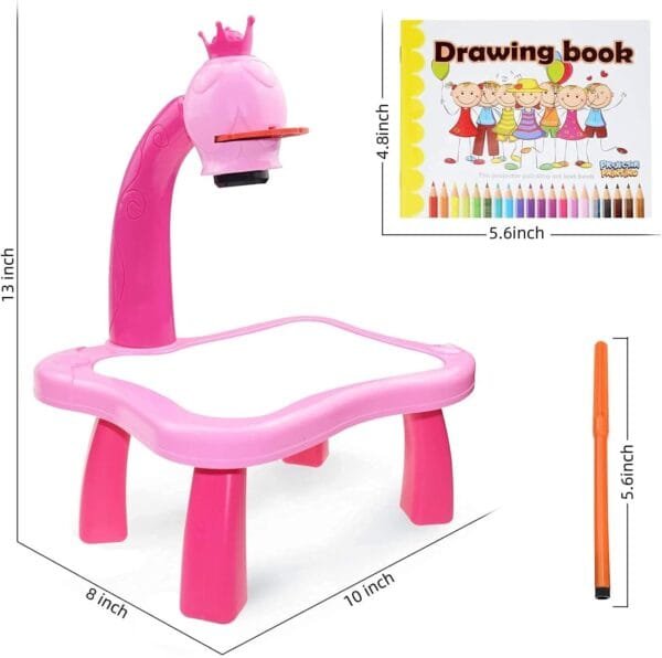 Led Art Drawing Projector Table, Kids Projection Drawing Board Cartoon Drawing Table Projector, Educational Drawing Playset, Ducational Toys for Boys and Girls (Blue) - Image 2