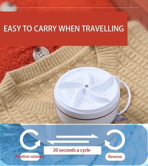 Portable Mini Turbo Washer, Portable washer machine, Mini washing machine portable washer for Underwear, Baby Clothes, or Small Items, for Apartments, Camping, Travel - Image 9