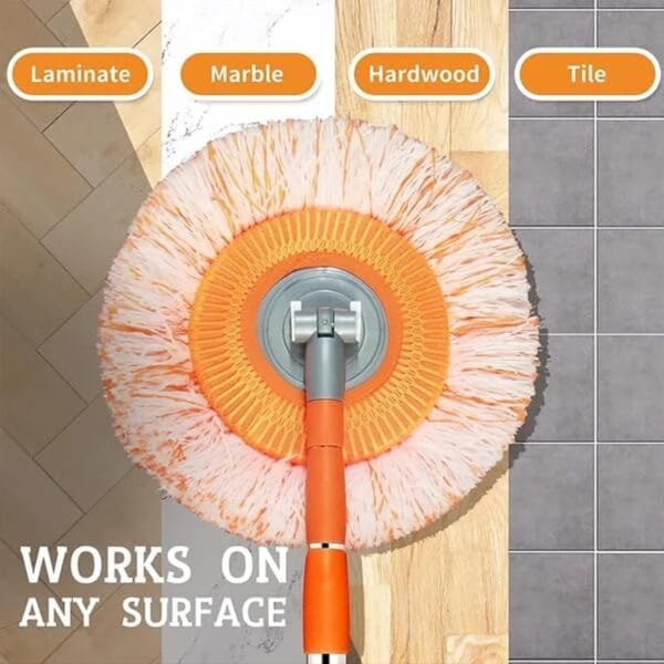 360° Rotatable Adjustable Cleaning Mop, Spin Mop for Floor Cleaning, Extendable Wall Cleaning Mop for Floor Wall Door Window Ceiling Bathroom Car (Round) - Image 3