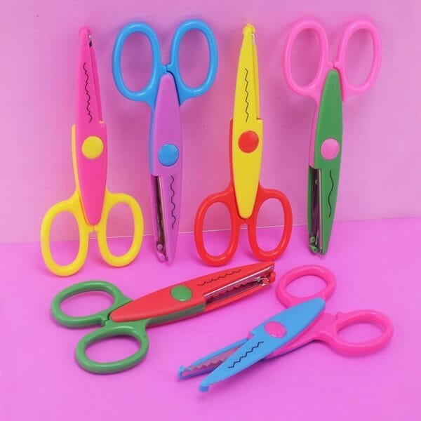Craft Scissors Set 6 PCS Colorful Pattern Design Paper Edger Scissors Serrated Scissors for Kids, Students, Teachers, DIY Photos, Crafts, Art Projects, Scrapbooking