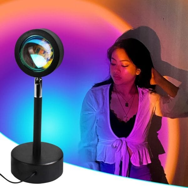 Sunset Lamp Projector | Rainbow Lamp | Eternal Sunset Night Light Projector LED Lamp | 180 Degree Rotation USB Plug-in Halo Lamp | Room Decor Stand Light (Rainbow) (Rainbow) - Image 6