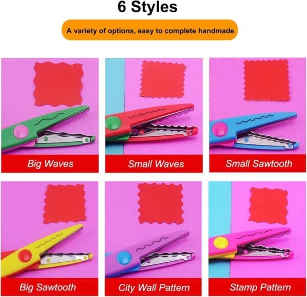 Craft Scissors Set 6 PCS Colorful Pattern Design Paper Edger Scissors Serrated Scissors for Kids, Students, Teachers, DIY Photos, Crafts, Art Projects, Scrapbooking - Image 6