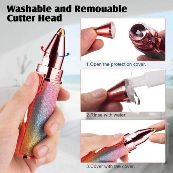 Electric Hair Remover Trimmer For Women?Rechargeable 2 in 1 Flawless Facial Razor?Painless Eyebrow Removal Shaver With LED Light For Lip Chin Bikini Fuzz Mustache - Image 6