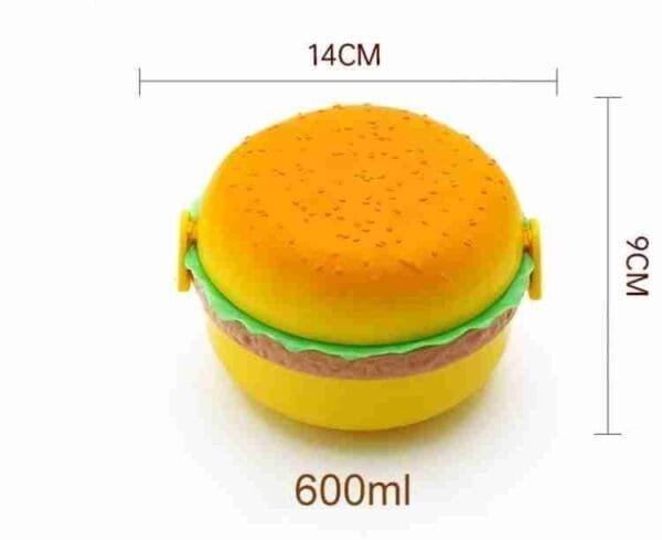 Burger Shape Lunch Box for Kids - School Tiffin Box for Boys & Girls, Leak Proof Plastic Snacks Lunch Box with 3 Layer 4 Compartments with 2 Spoons for Adults and Kids PP Plastic No Ratings - Image 7