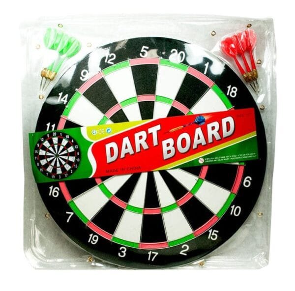 Double Sided Wall Dart Board Game with 6 Darts 16 inch