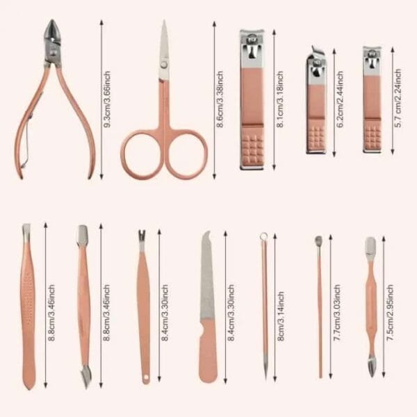 Manicure Set, No-Splash Nail Clippers Kit 18-Pcs Professional Pedicure Kit Grooming Kits Stainless Steel Nail Tools Pedicure Tools, with Luxurious Travel Case (Rose Gold). - Image 8