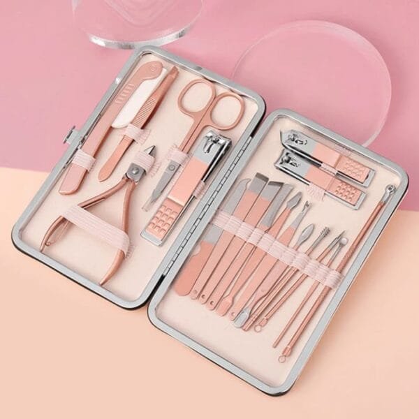 Manicure Set, No-Splash Nail Clippers Kit 18-Pcs Professional Pedicure Kit Grooming Kits Stainless Steel Nail Tools Pedicure Tools, with Luxurious Travel Case (Rose Gold). - Image 6