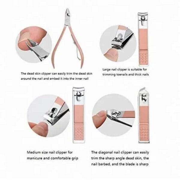 Manicure Set, No-Splash Nail Clippers Kit 18-Pcs Professional Pedicure Kit Grooming Kits Stainless Steel Nail Tools Pedicure Tools, with Luxurious Travel Case (Rose Gold). - Image 7