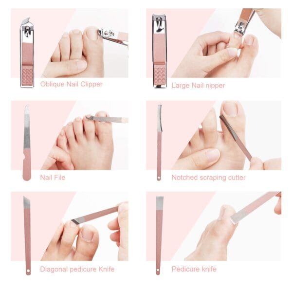 Manicure Set, No-Splash Nail Clippers Kit 18-Pcs Professional Pedicure Kit Grooming Kits Stainless Steel Nail Tools Pedicure Tools, with Luxurious Travel Case (Rose Gold). - Image 4