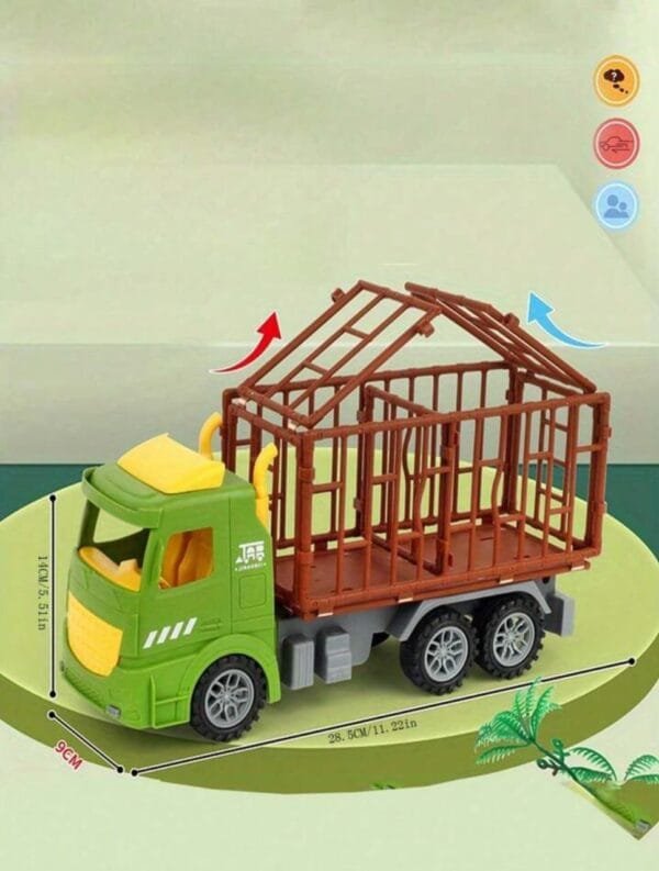 Large Size Dinosaur Transport Truck With 2 Dinosaurs, 1 Dinosaur Egg, Inertial Sliding Truck & Detachable Cage. - Image 3