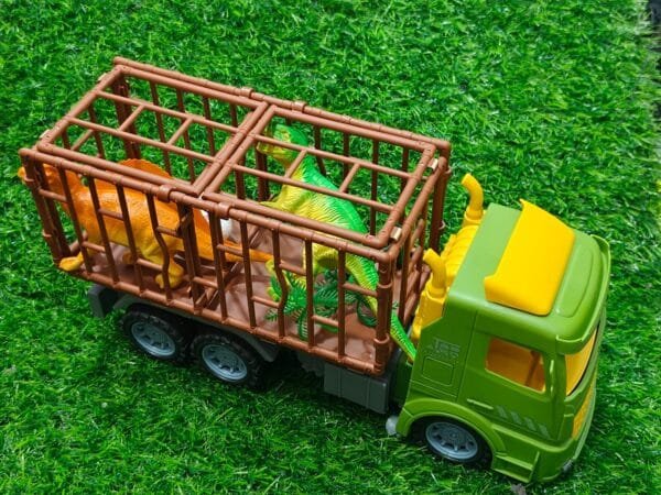 Large Size Dinosaur Transport Truck With 2 Dinosaurs, 1 Dinosaur Egg, Inertial Sliding Truck & Detachable Cage. - Image 2