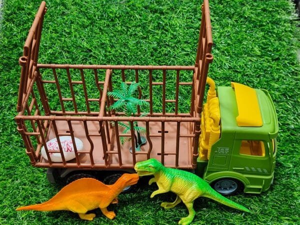 Large Size Dinosaur Transport Truck With 2 Dinosaurs, 1 Dinosaur Egg, Inertial Sliding Truck & Detachable Cage. - Image 4