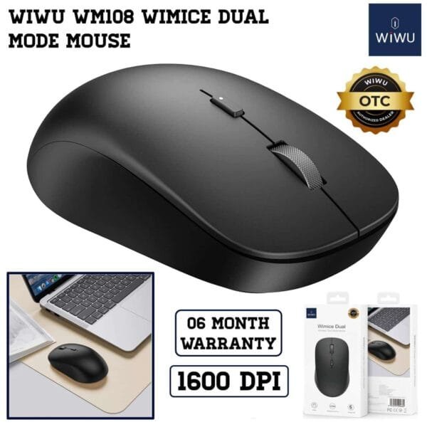Wiwu WM108 Wimice Dual Mode Mouse Black - Super magnetic absorption , Lightweight and can smart positioning , Quickly relieve wrist pressure