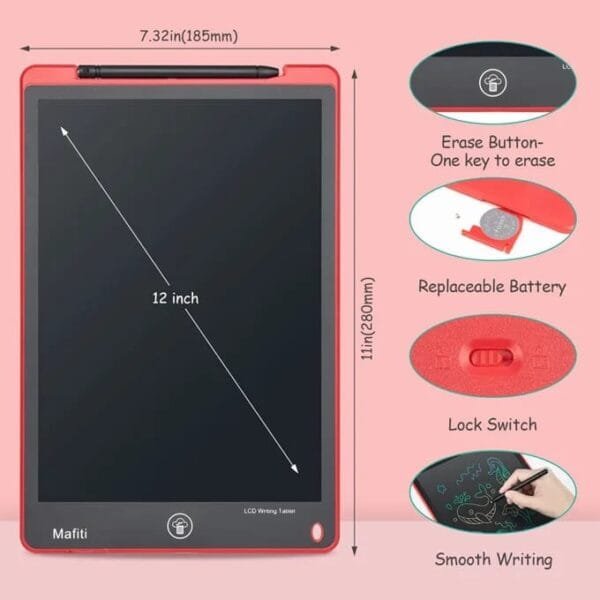 Kids Drawing Tablet 12 inch LCD Drawing Pad Drawing Tools Portable Reusable Erasable Ewriter, Office Writing Board, Office Blackboard, Digital Drawing Pad, Christmas Present Good Gift for Kids - Image 4