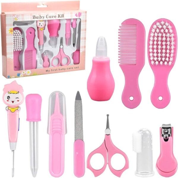 Trianu Baby Health and Grooming Kit - 10Pcs Baby Care Utensil Set for Newborn, Infant, Toddlers Boy and Girls with Nail Files, Nail Clippers,Nasal Aspirator, - Image 2