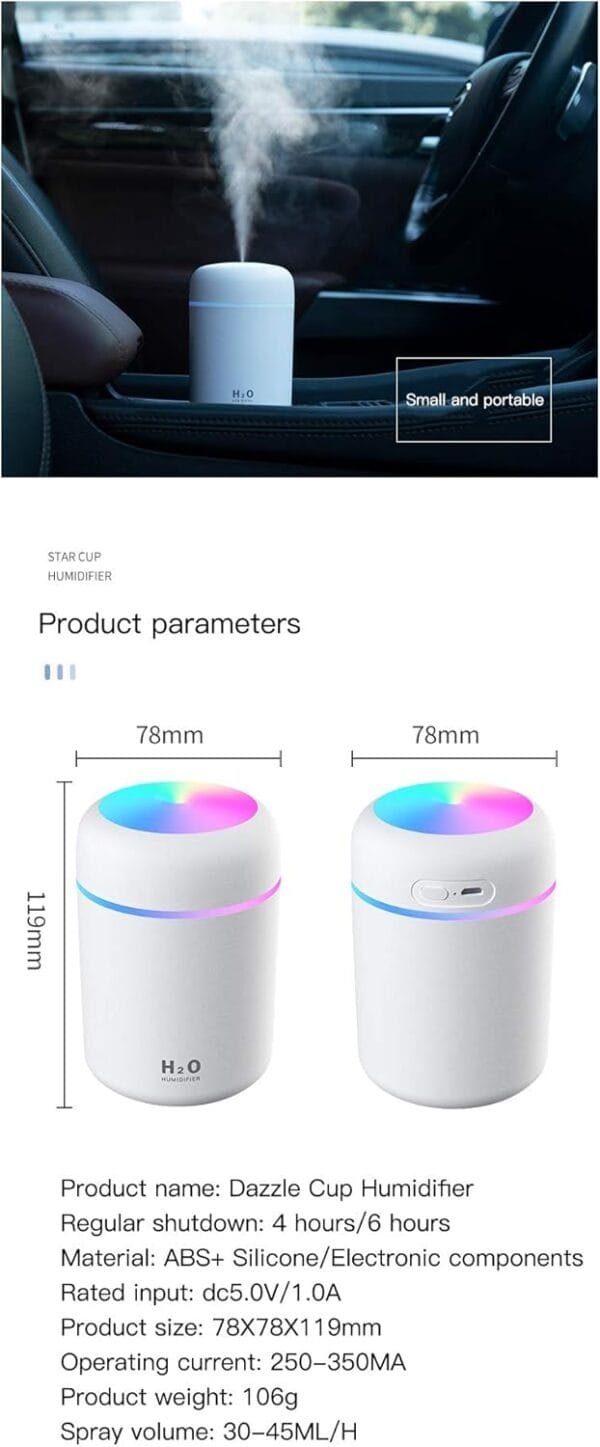 Portable 300ml Electric Air Humidifier Aroma Oil Diffuser USB Cool Mist Sprayer with Colorful Night Light for Home Car - Image 4