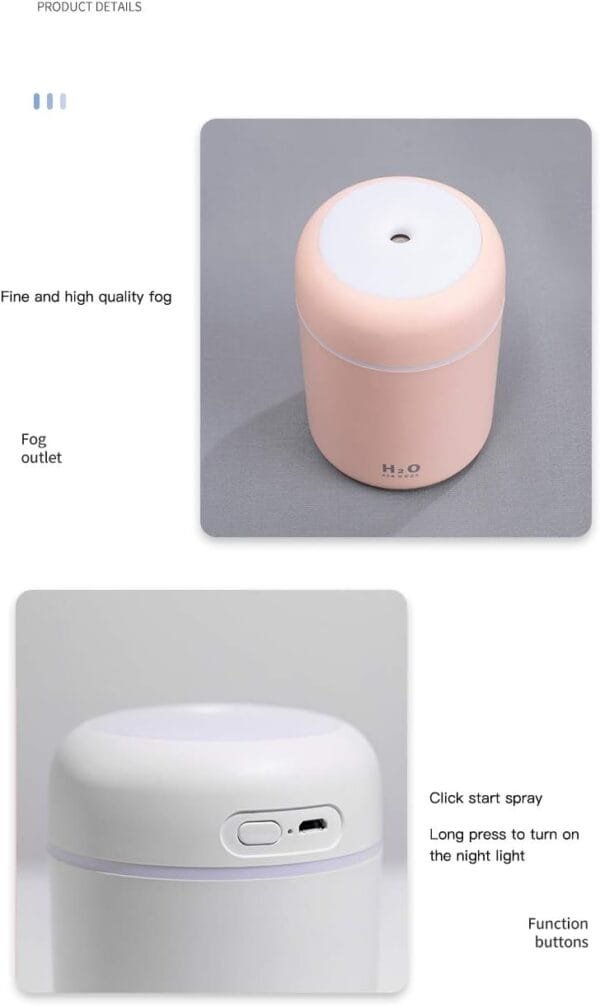 Portable 300ml Electric Air Humidifier Aroma Oil Diffuser USB Cool Mist Sprayer with Colorful Night Light for Home Car - Image 2