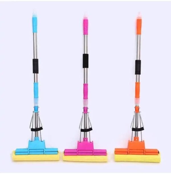 Floor Cleaning Squeeze Mop with Adjustable Telescopic Handle for Home Kitchen Bathroom, Stainless Steel - Image 4