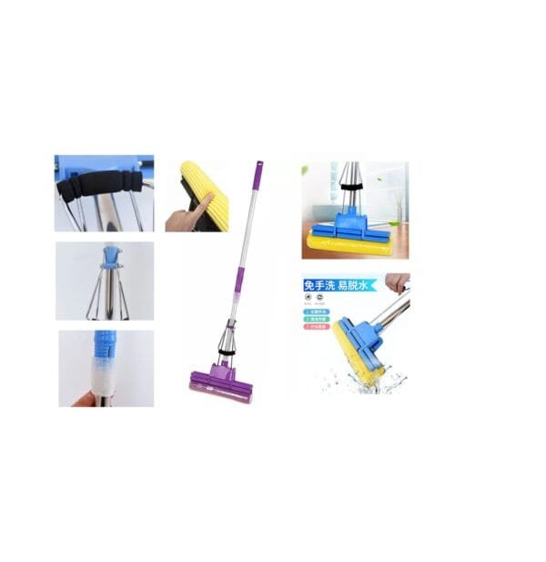 Floor Cleaning Squeeze Mop with Adjustable Telescopic Handle for Home Kitchen Bathroom, Stainless Steel - Image 5