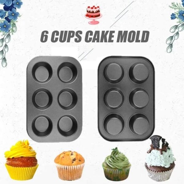 Large Size 6 Cups Carbon Steel Muffin Tray