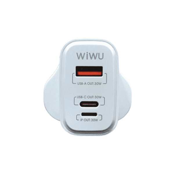 Wiwu WI-U021 SIC 30W PD+QC Fast Charger 3 Pin – White - Image 3